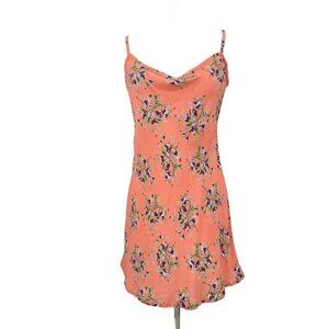 New Flynn Skye Molly Mini Dress Womens L Coral Floral Slip Summer